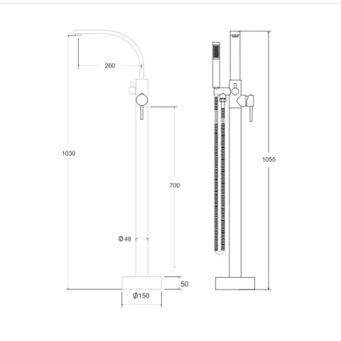 Baterie cada montaj pe pardoseala Besco Decco Crom [5]