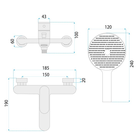 Baterie cadă REA DROP auriu periat [6]