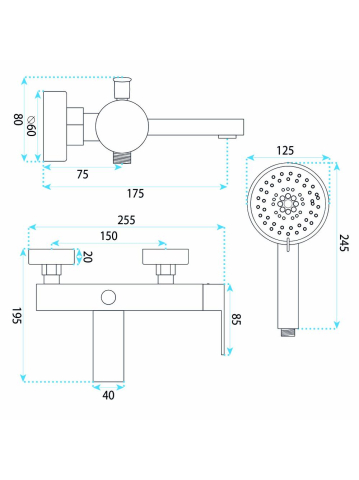 Baterie cada REA Hunter nickel periat montaj perete pipa 225 mm [2]