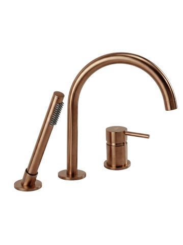 Baterii baie - Baterie cada 3 orificii Rea Lungo cupru periat alama PVD 235mm