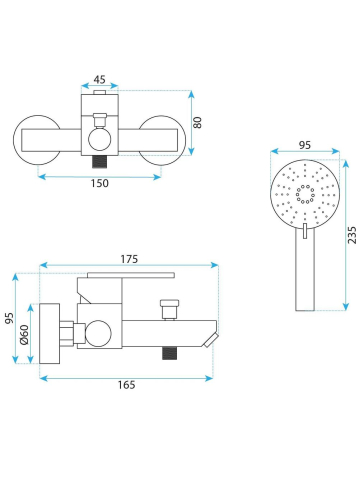 Baterie cadă REA Ontario cupru periat [5]