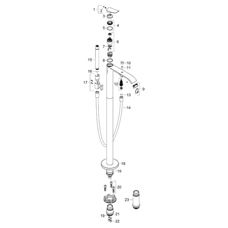 Baterie cada stativa, Hansgrohe, Vivenis, pentru cazile freestanding, crom [3]