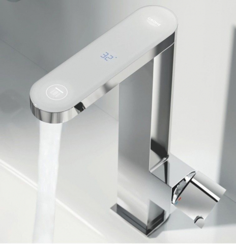 Baterie chiuveta baie Grohe Plus, pipa pivotanta si afisaj LED, marime M [1]
