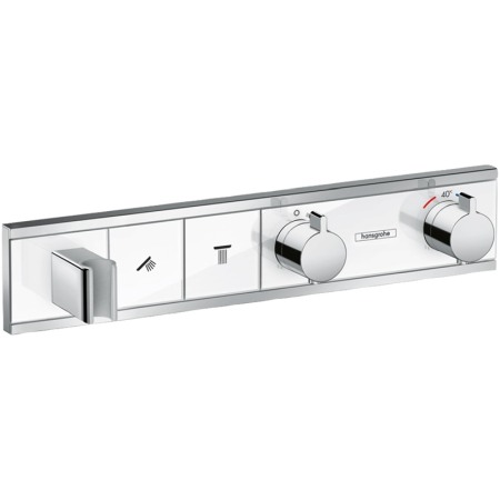 Baterii baie - Baterie cu termostatat Hansgrohe, RainSelect, 2 functii si suport dus, Alb/crom