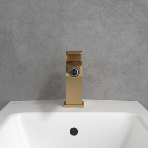 Baterie de bideu Villeroy&Boch, Architectura Square, cu ventil cu tijă, brushed gold [3]
