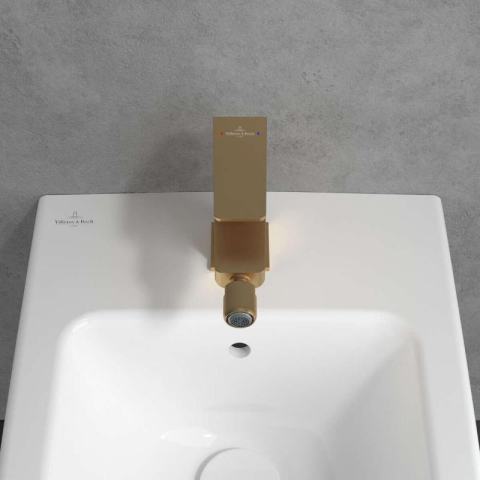 Baterie de bideu Villeroy&Boch, Architectura Square, cu ventil cu tijă, brushed gold [4]