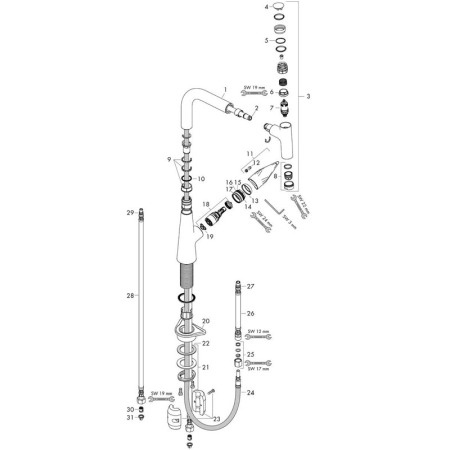 Baterie de bucatarie cu pipa extractibila, Hansgrohe, Talis Select M51 220, crom [2]