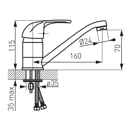 Baterie de bucatarie, Ferro, Vasto, cu pipa mobila 16 cm, crom [1]