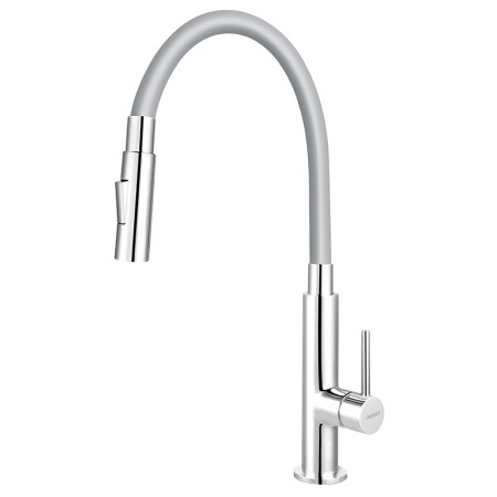 Baterii Bucatarie - Baterie de bucatarie, Ferro, Zumba Slim 2F, cu pipa flexibila, gri