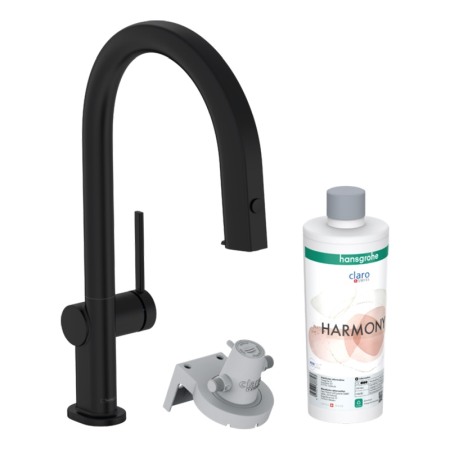 Bucatarie - Baterie de bucatarie, Hansgrohe, Aqittura M91 210, sBox, pipa extractibila, negru mat