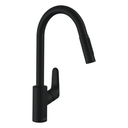 Baterii Bucatarie - Baterie de bucatarie Hansgrohe, Focus M41 240, pipa extractibila, negru mat