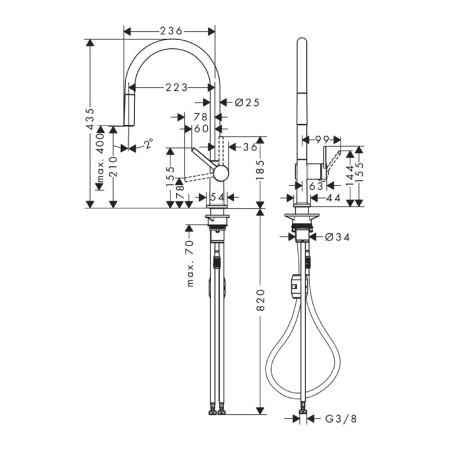 Baterie de bucatarie Hansgrohe, Talis M54 210, cu pipa extractabila, negru mat [1]