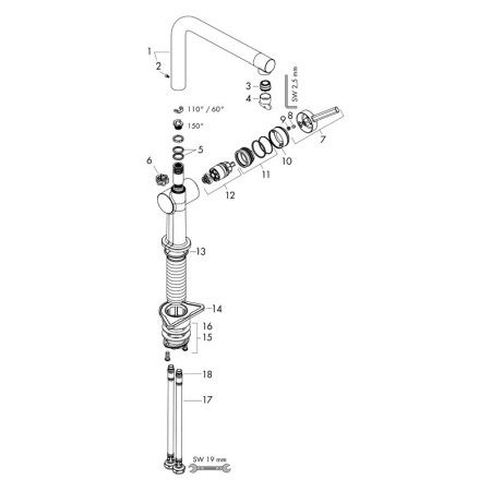 Baterie de bucatarie, Hansgrohe, Talis M54 270, 1 jet, negru mat [3]
