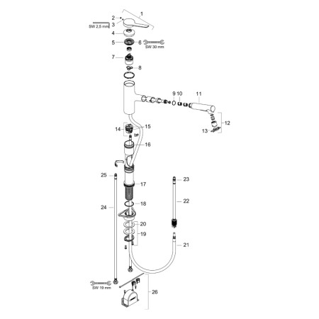 Baterie de bucatarie, Hansgrohe, Zesis M33 150, sBox, negru mat [3]