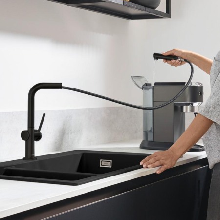 Baterie de bucatarie monocomanda cu pipa extractabila, sBox, Hansgrohe, Talis M54 270, negru mat [3]