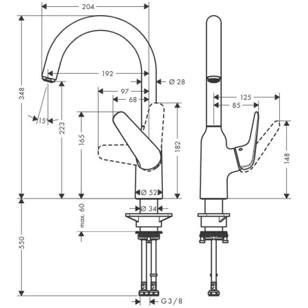 Baterie de bucatarie monocomanda, Hansgrohe, Focus, M42 220, crom [1]