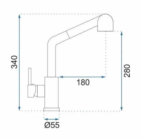 Baterie de bucătărie Troy Otel periat, Rea [6]