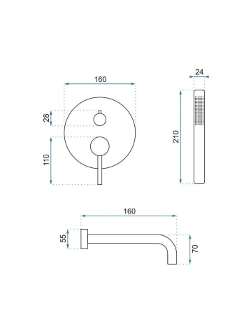 Baterie de cadă Rea Lungo cupru periat + Box [8]