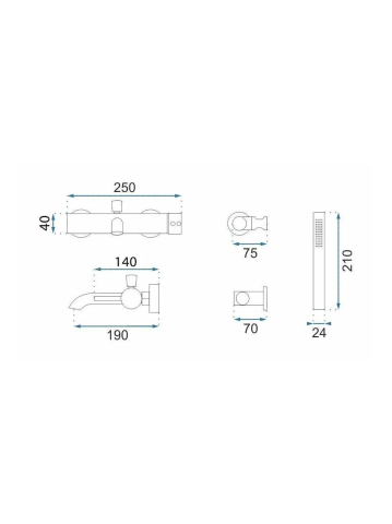 Baterie de cada Rea Lungo Grip cupru periat [5]