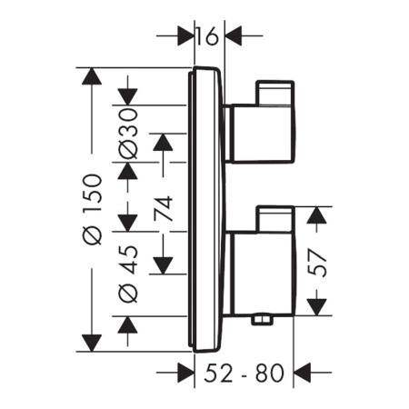 Baterie de dus, Hansgrohe, Ecostat S, doua functii, crom [1]