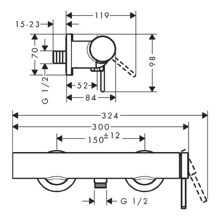Baterie de dus, Hansgrohe, Finoris, negru mat [1]