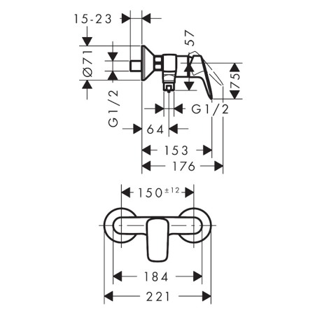 Baterie de dus, Hansgrohe, Logis, negru mat [1]