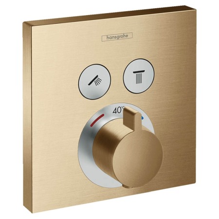 Baterii baie - Baterie de dus, Hansgrohe, ShowerSelect, termostatata, cu 2 functii, bronz periat