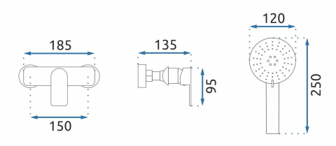 Baterie de duș REA Bloom alb crom [6]