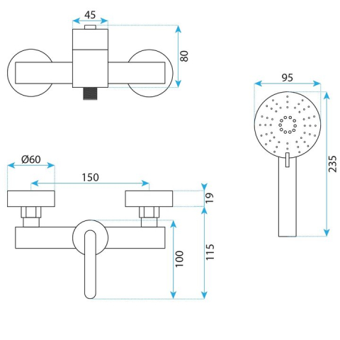 Baterie de duș REA Ontario auriu periat [7]