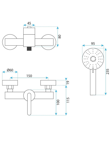 Baterie de duș REA Ontario cupru periat [5]