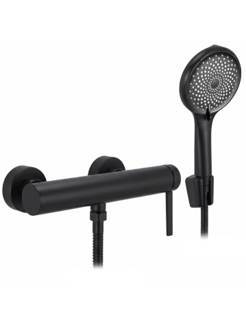 Baterii dus - Baterie de dus REA Rivo negru mat montaj perete electroplating 100 mm