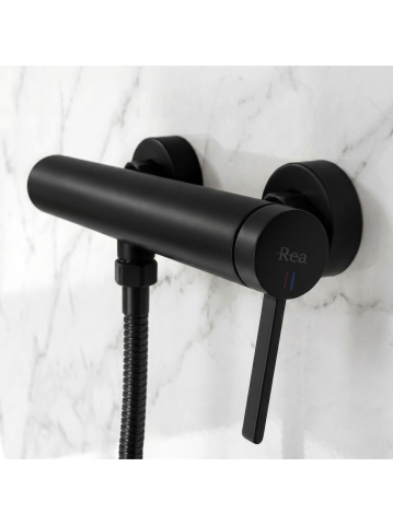 Baterie de dus REA Rivo negru mat montaj perete electroplating 100 mm [2]