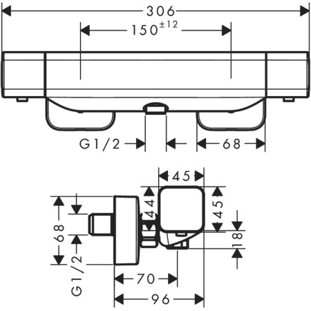 Baterie de dus termostatata, Hansgrohe, Ecostat E, Crom [1]
