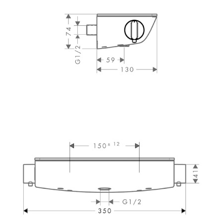Baterie de dus termostatata, Hansgrohe, Ecostat Select, Cu polita de sticla securizata, Crom [1]
