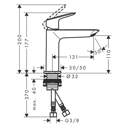 Baterie de lavoar, Hansgrohe, Logis Fine 110, cu ventil push-open, crom [1]