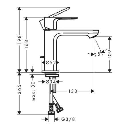 Baterie de lavoar, Hansgrohe, Rebris S 110, cu ventil, crom [1]