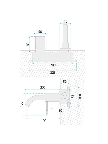 Baterie de lavoar incastrata Rea Lungo Diamond auriu + BOX [7]