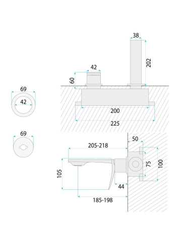 Baterie lavoar incastrata Rea Vision auriu PVD BOX 185 mm alama [11]
