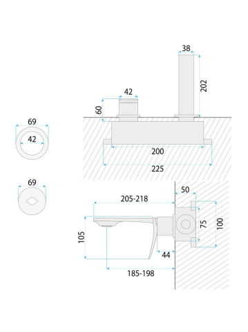 Baterie lavoar incastrata Rea Vision crom BOX 185 mm [11]