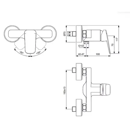 Baterie dus cu monocomanda Ideal Standard Ceraplan [3]