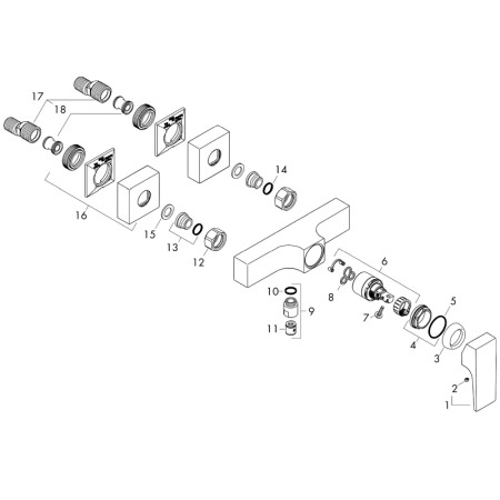 Baterie dus cu montaj pe perete, Hansgrohe, Metropol, crom [3]