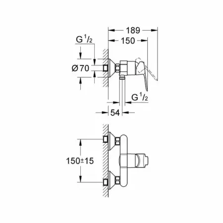 Baterie dus Grohe BauEdge crom lucios [2]