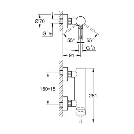 Baterie dus Grohe Essence monocomanda auriu lucios Cool Sunrise [1]