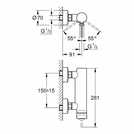 Baterie dus Grohe Essence monocomanda crom lucios [1]
