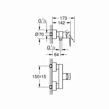 Baterie dus Grohe Lineare monocomanda crom lucios [2]