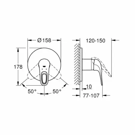 Baterie dus incastrata Grohe Eurostyle alb lucios [3]