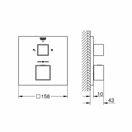 Baterie dus incastrata Grohtherm Cube cu doua iesiri termostatata [4]
