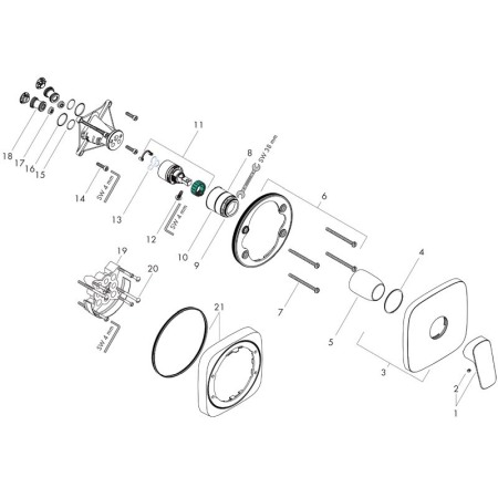 Baterie dus parte vizibila, Hansgrohe, Logis, Crom [3]