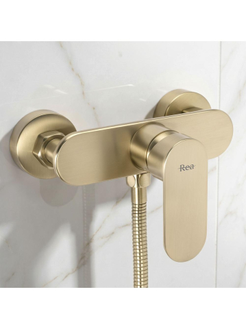 Baterie de dus REA Drop auriu periat montaj perete PVD 115 mm [4]