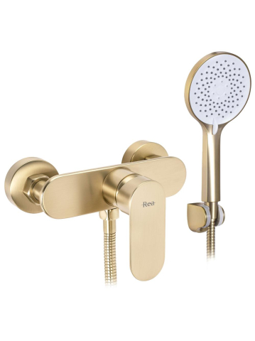 Baterie de dus REA Drop auriu periat montaj perete PVD 115 mm [10]